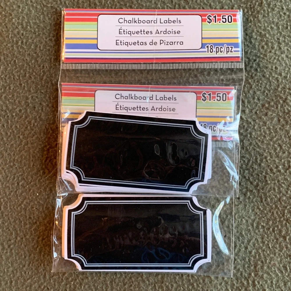 NWT Chalk board pigs (4 sets of 2). Chalkboard Labels (2 sets of 18).